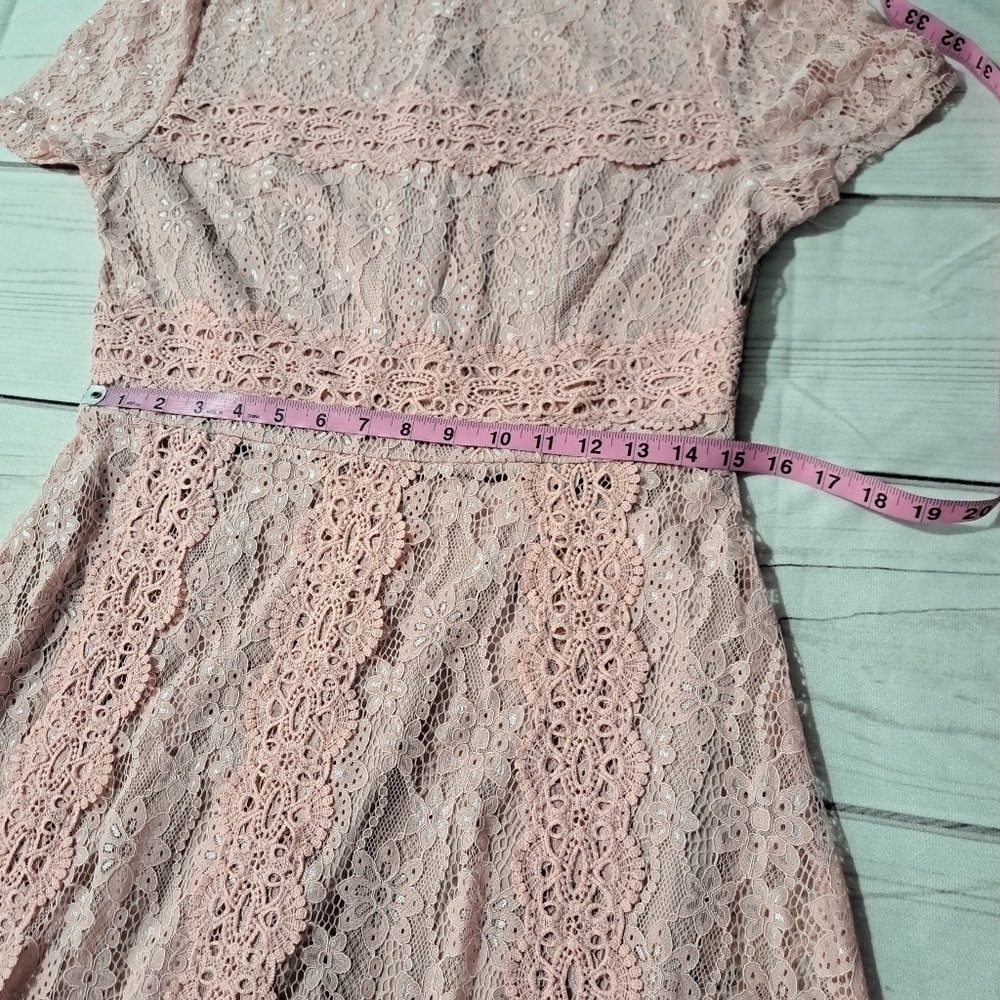 Ticosa Dress Size Large Short Sleeve Pink Lace Regencycore Bridgerton - Picture 6 of 10
